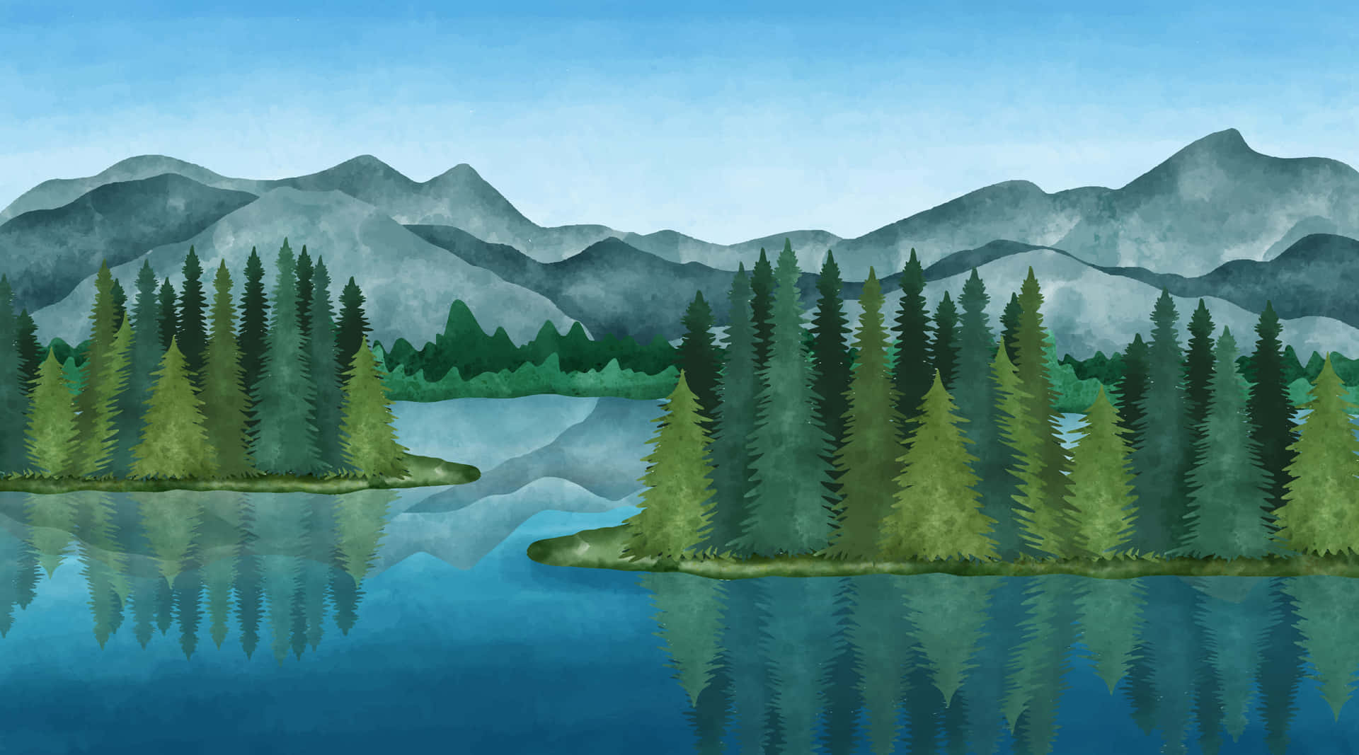 Serene_ Lake_ Mountain_ Forest_ Mural Wallpaper