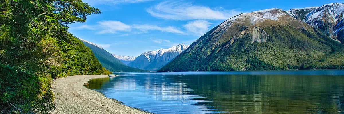 Serene Lake Mountain Path New Zealand Wallpaper