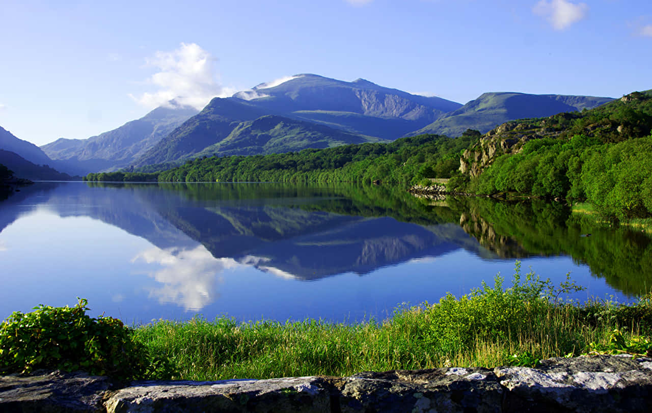 Serene Lake Mountain Reflections Newry Wallpaper