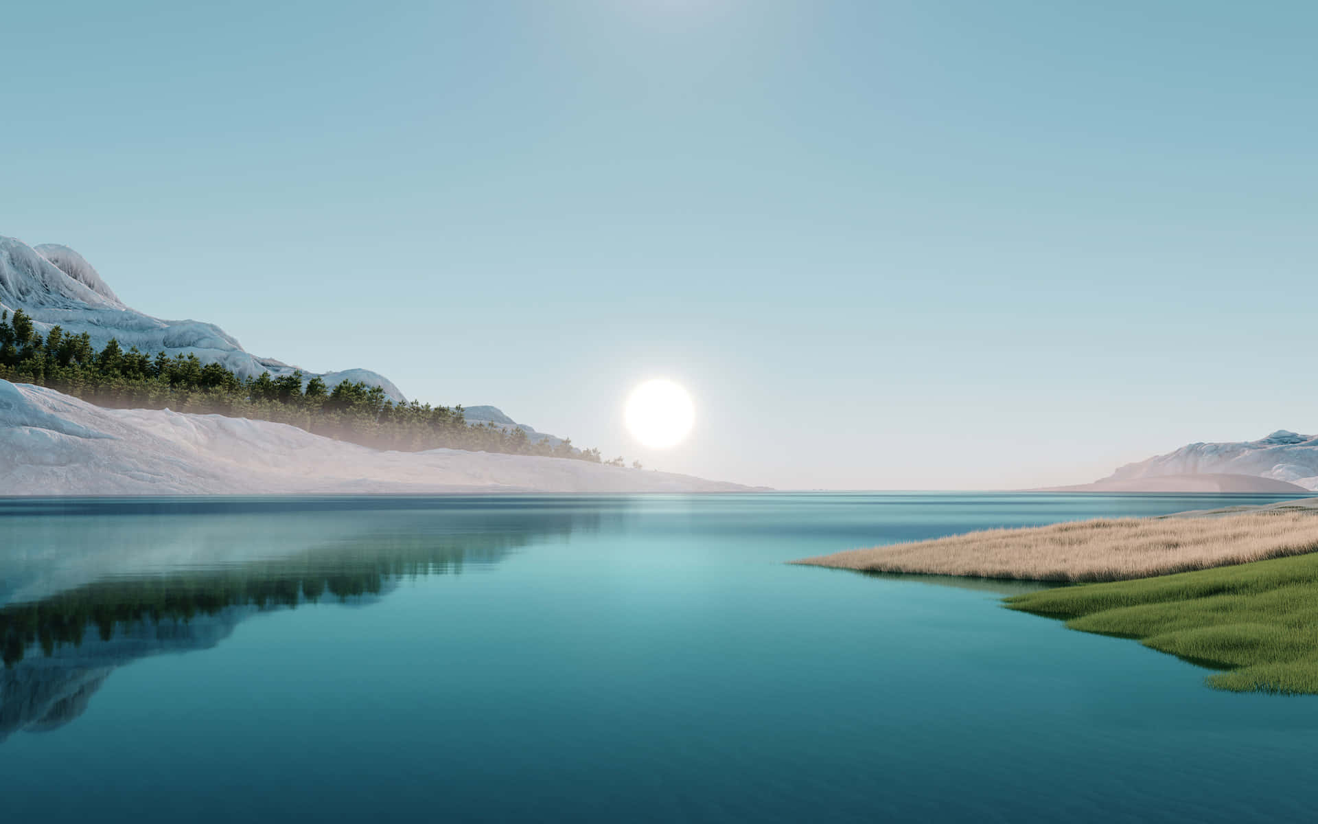 Serene Lake Sunrise Landscape Wallpaper