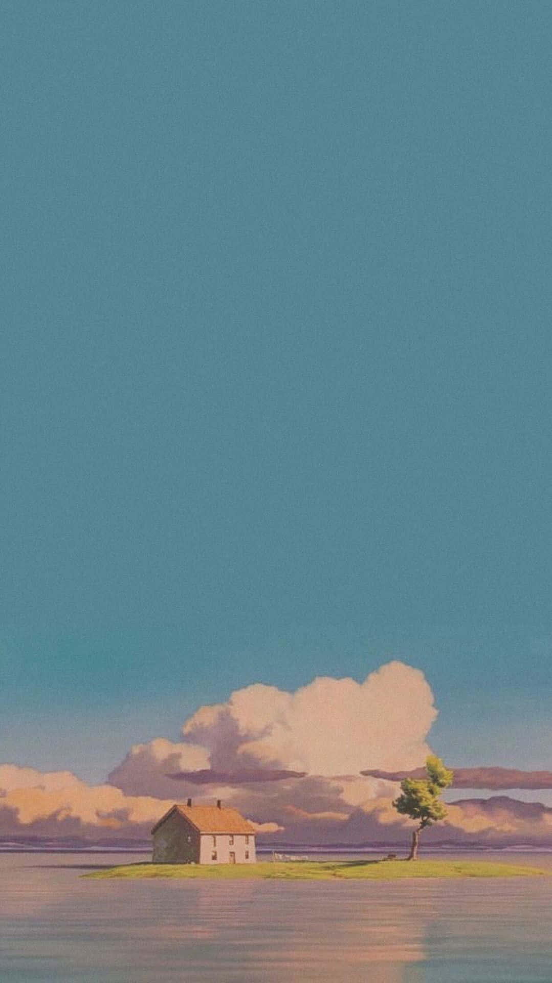 Serene Lakeside Solitude Ghibli Inspired Wallpaper