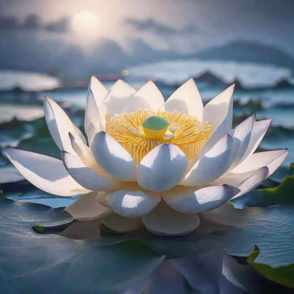 Serene Lotus Flower Sunset Wallpaper