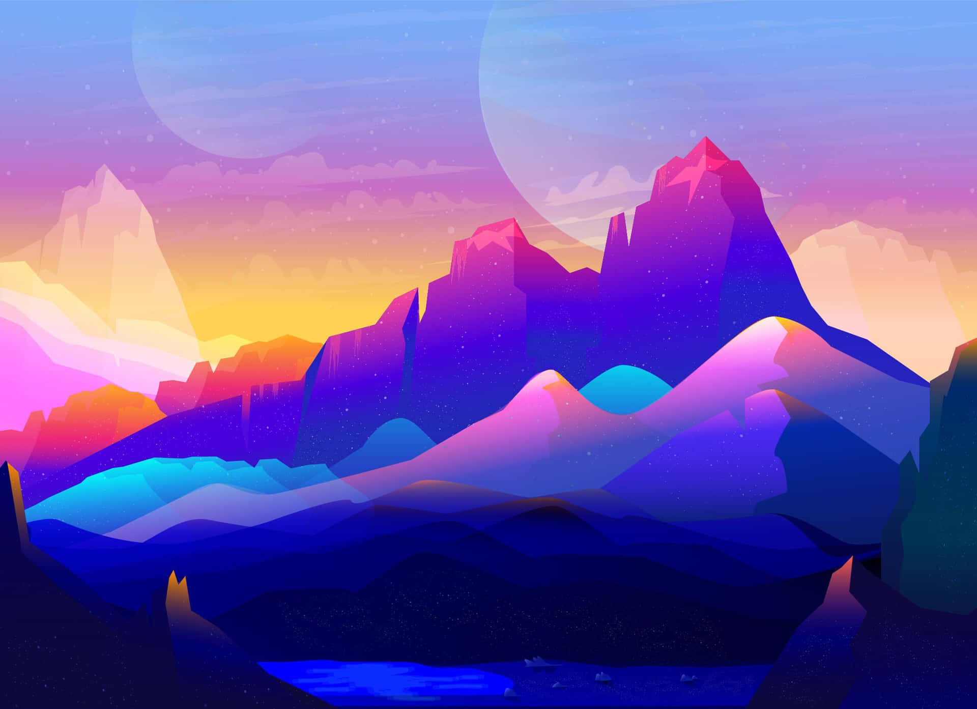 Serenity in Color: Minimalist 4K Landscape Wallpaper - Free