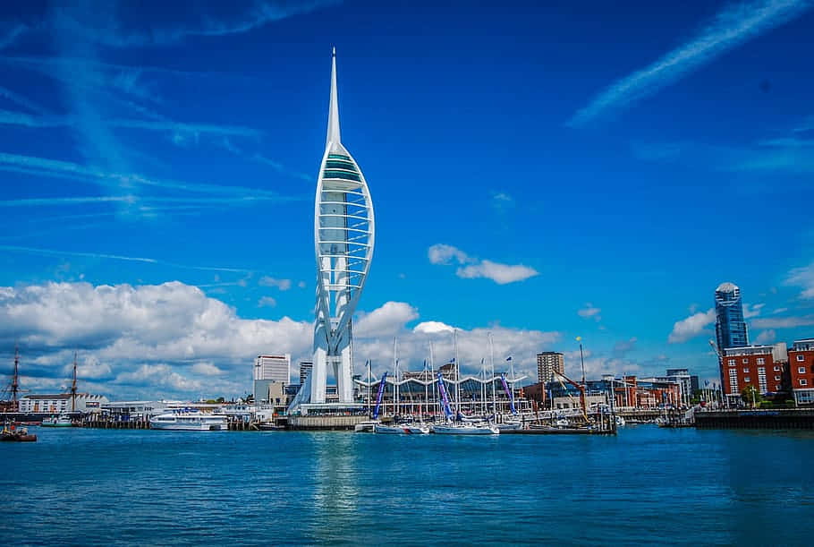 Serene Morning View Of Portsmouth Harbour, United Kingdom Wallpaper