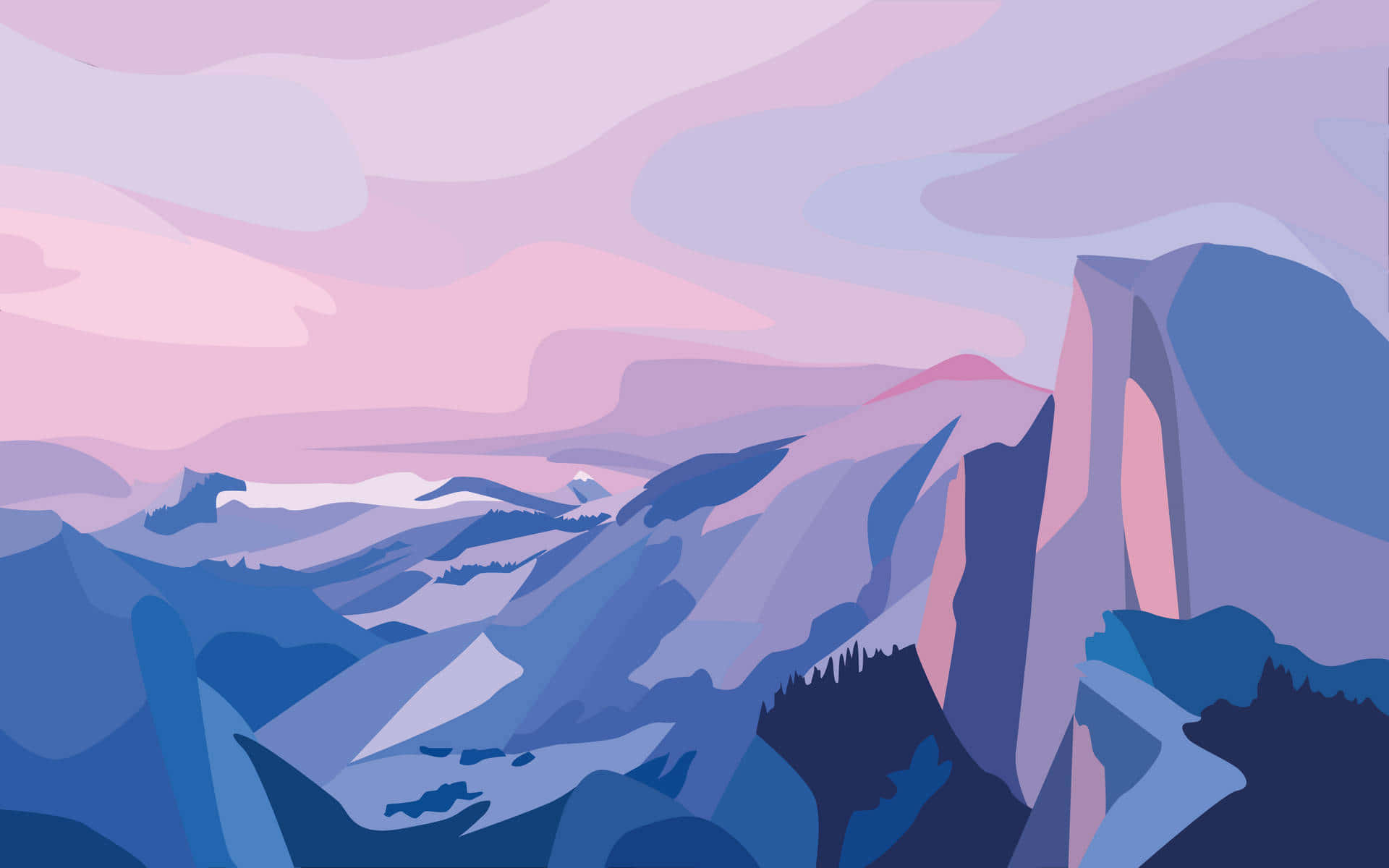 Serene Mountain Dusk Abstract Landscape Wallpaper