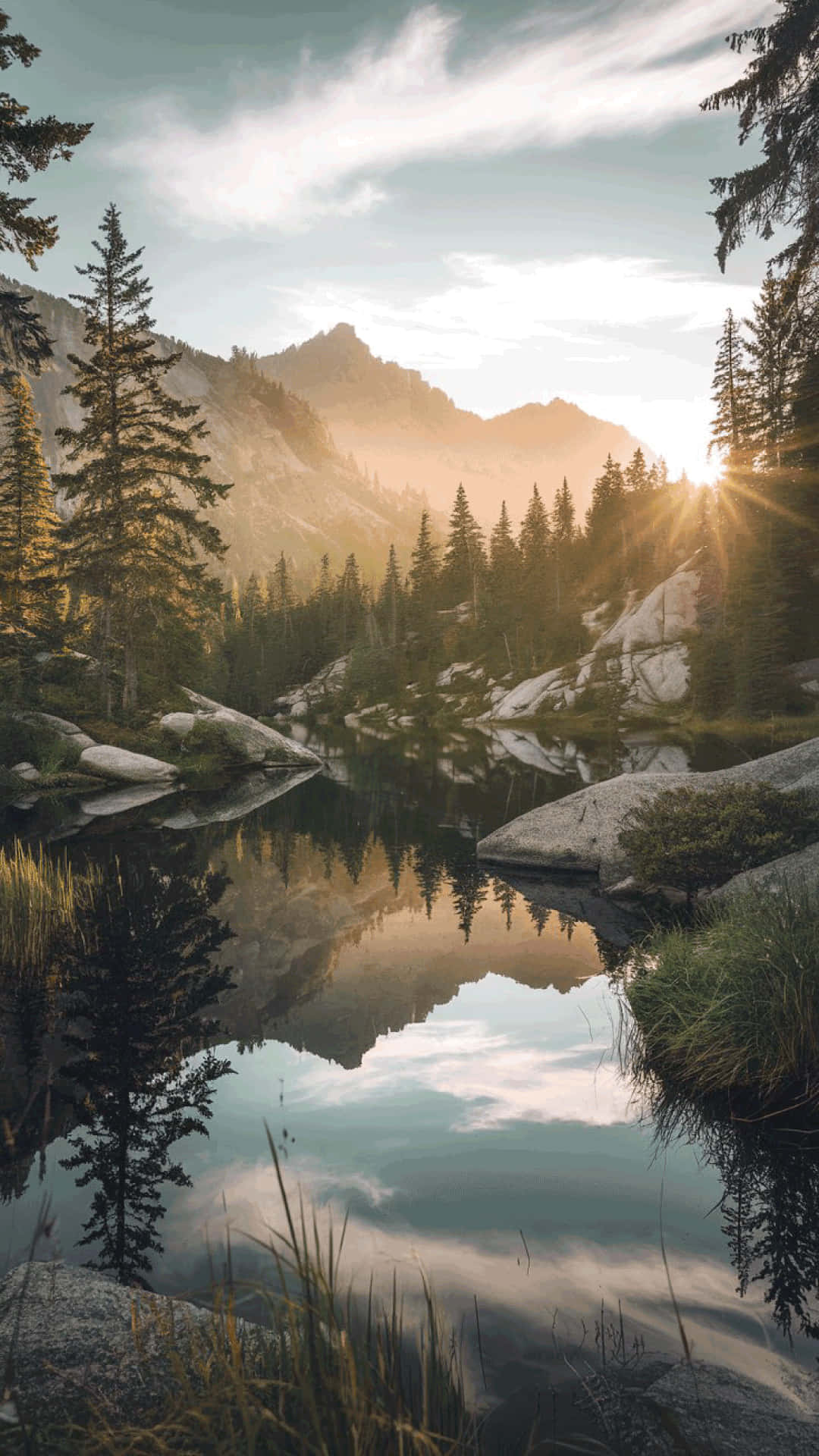 Serene Mountain Lake At Sunrise Nature Wallpaper Wallpaper