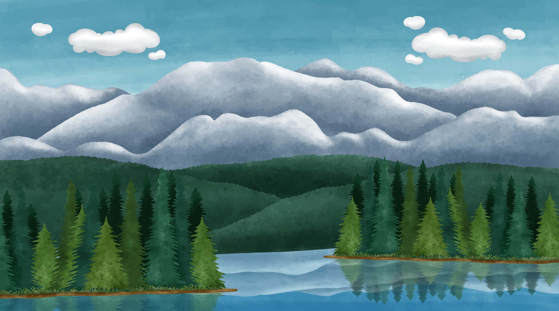 Serene_ Mountain_ Lake_ Landscape Wallpaper
