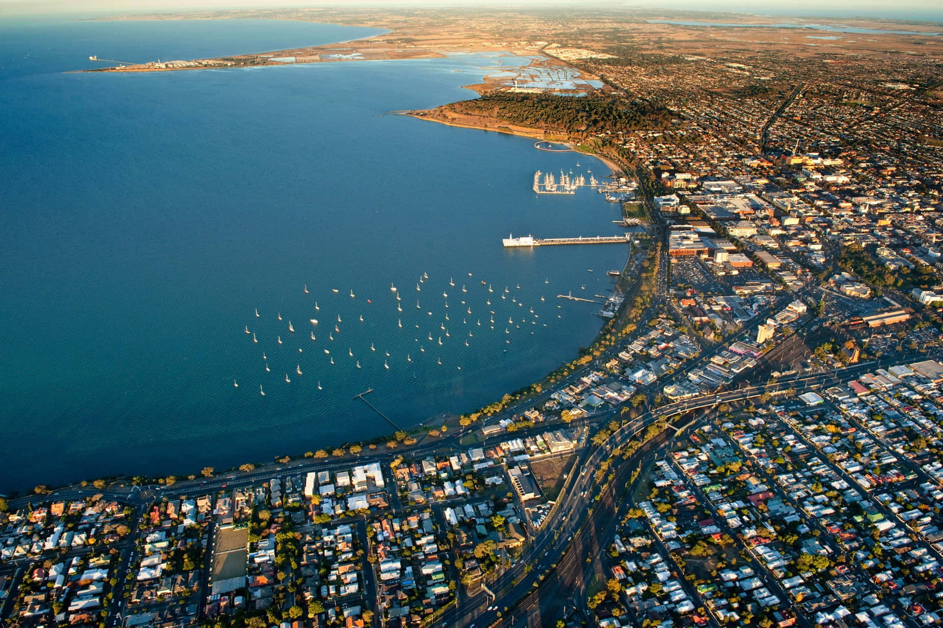 Serene Setting Of A Sunset At Geelong Waterfront Wallpaper