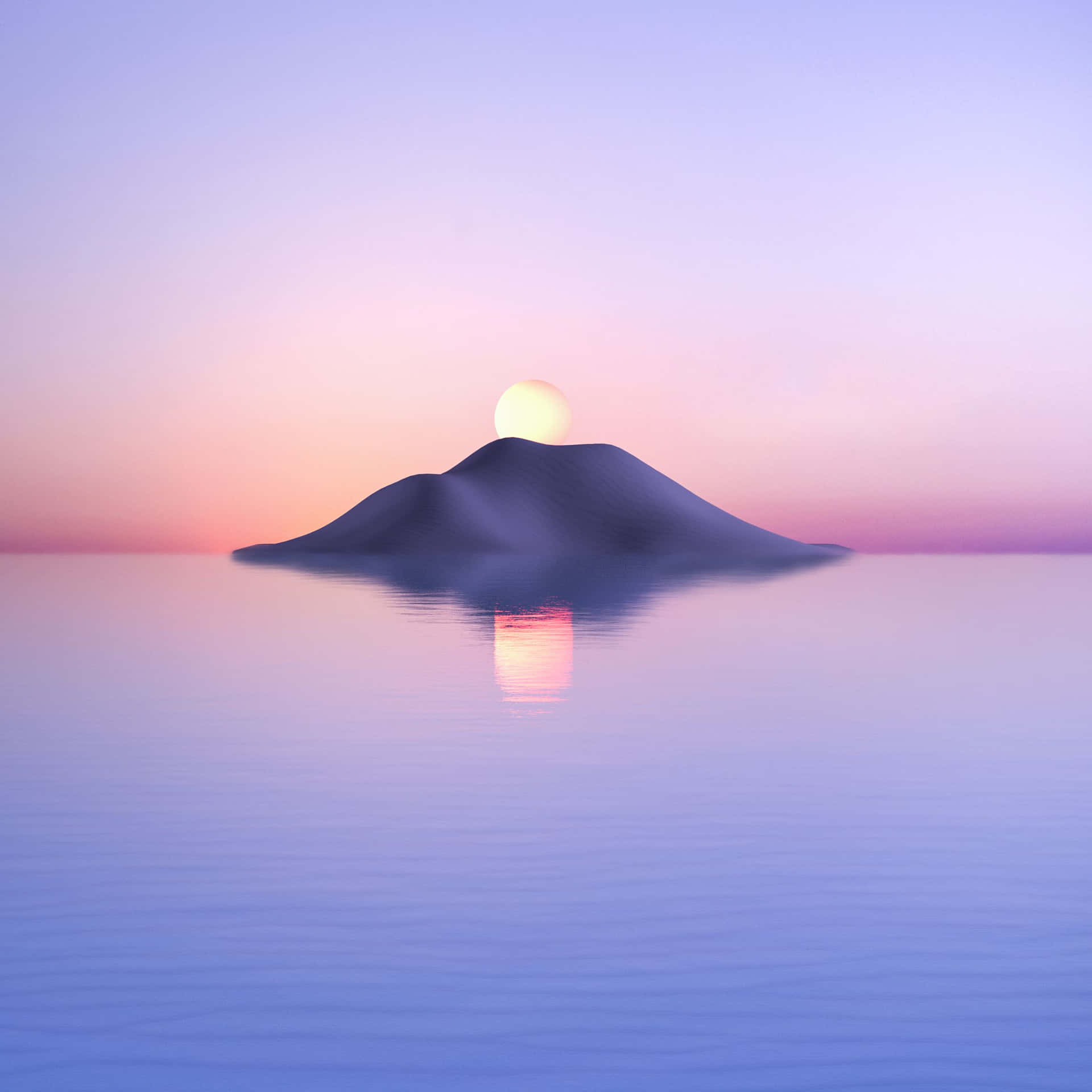 Serene Sunset Island Reflection Wallpaper