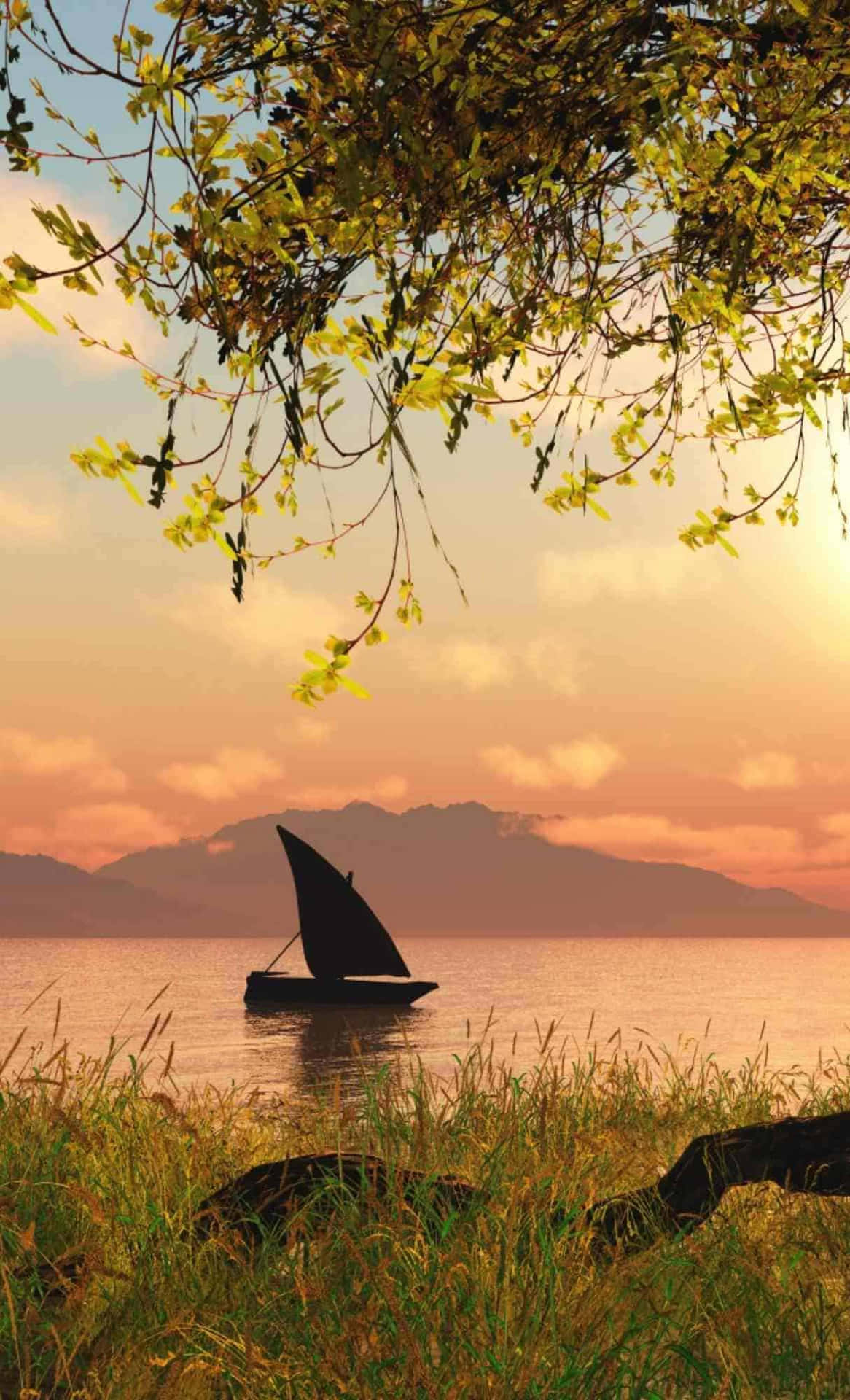 Serene Sunset Sailing Wallpaper