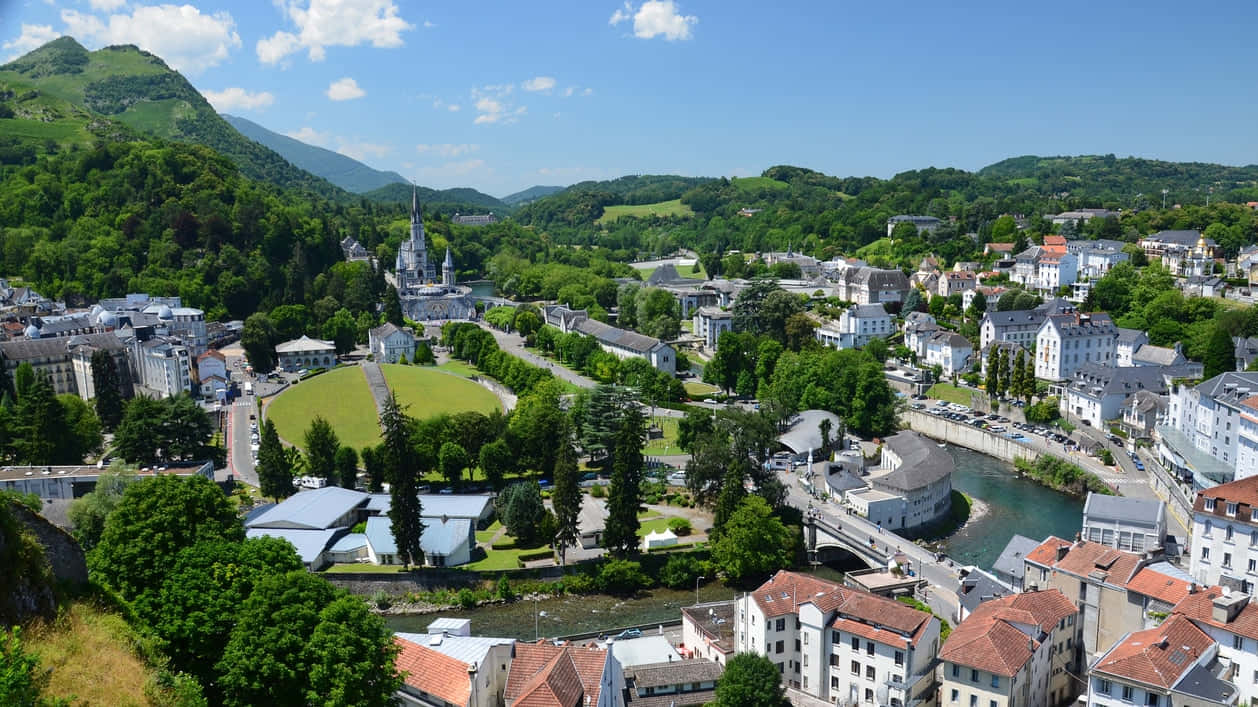 Serene View Of Lourdes Sanctuary, France Wallpaper