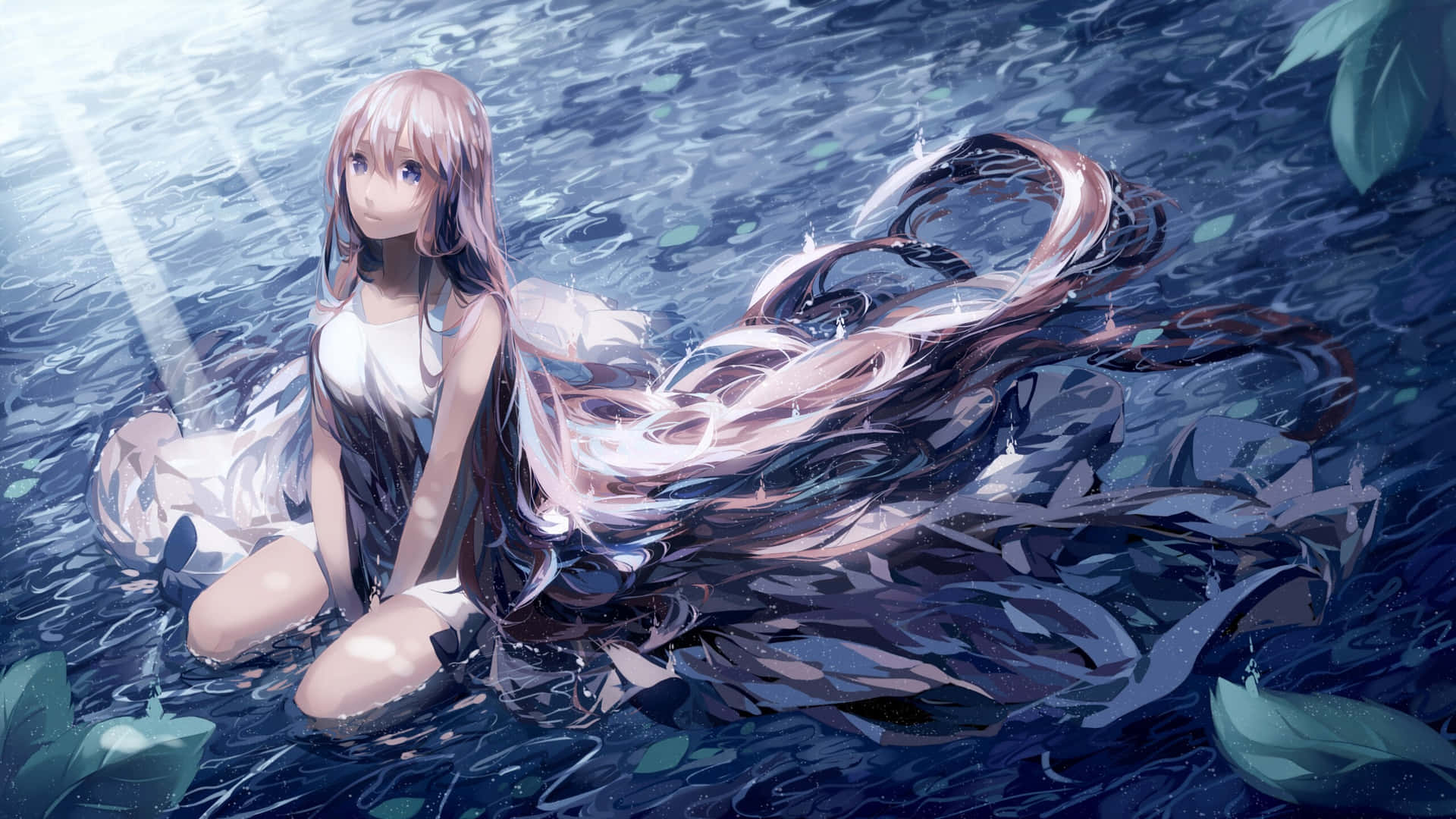 Serene Water Nymph Anime Art2560x1440 Wallpaper