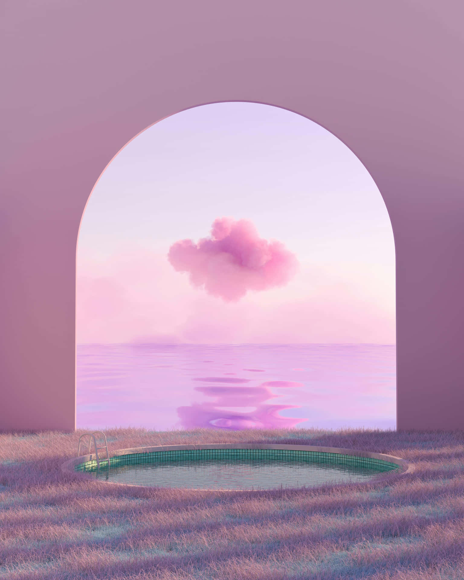 Serenity_ Arched Viewpoint_ Pastel Sunset Wallpaper