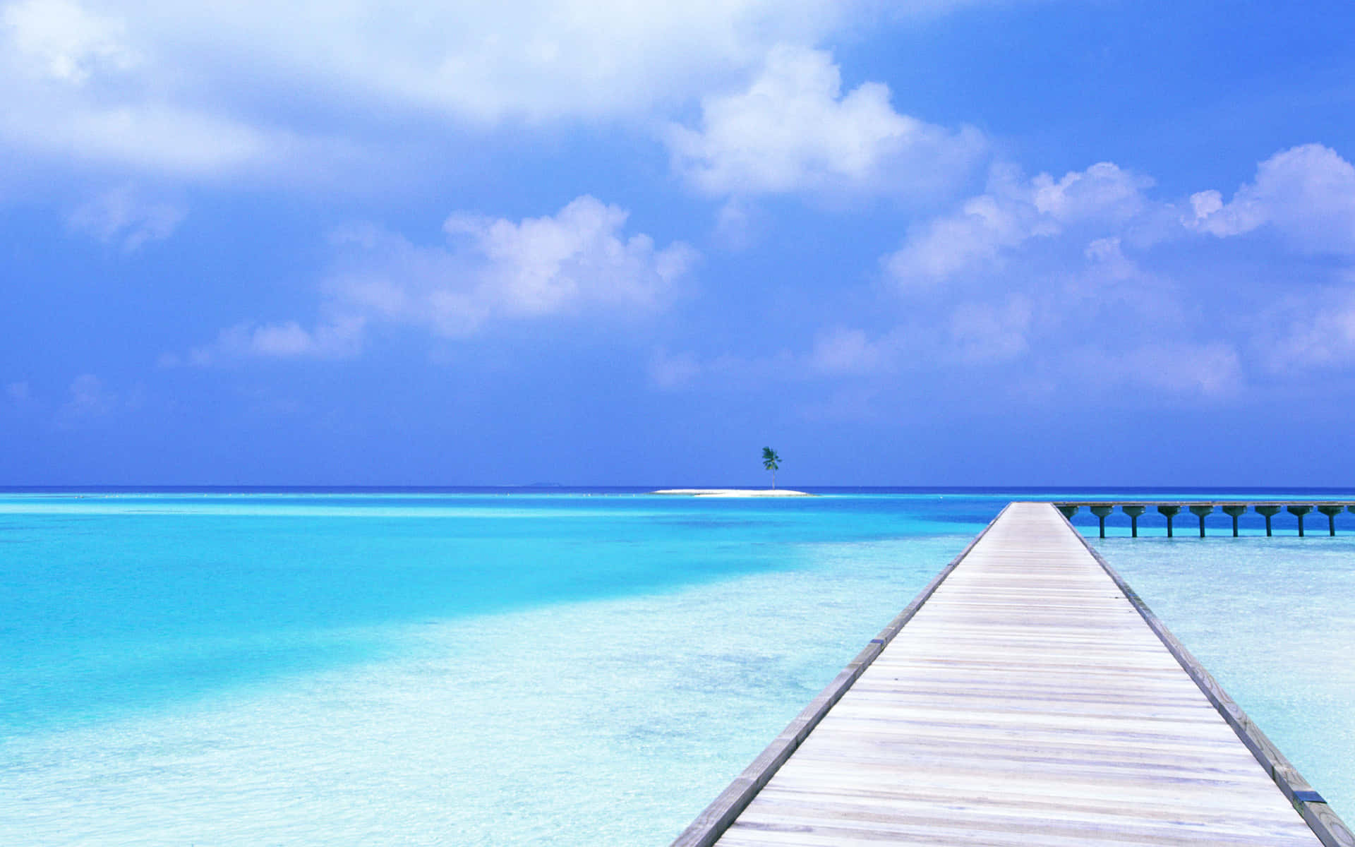 Serenity Blue Beach Pier Wallpaper