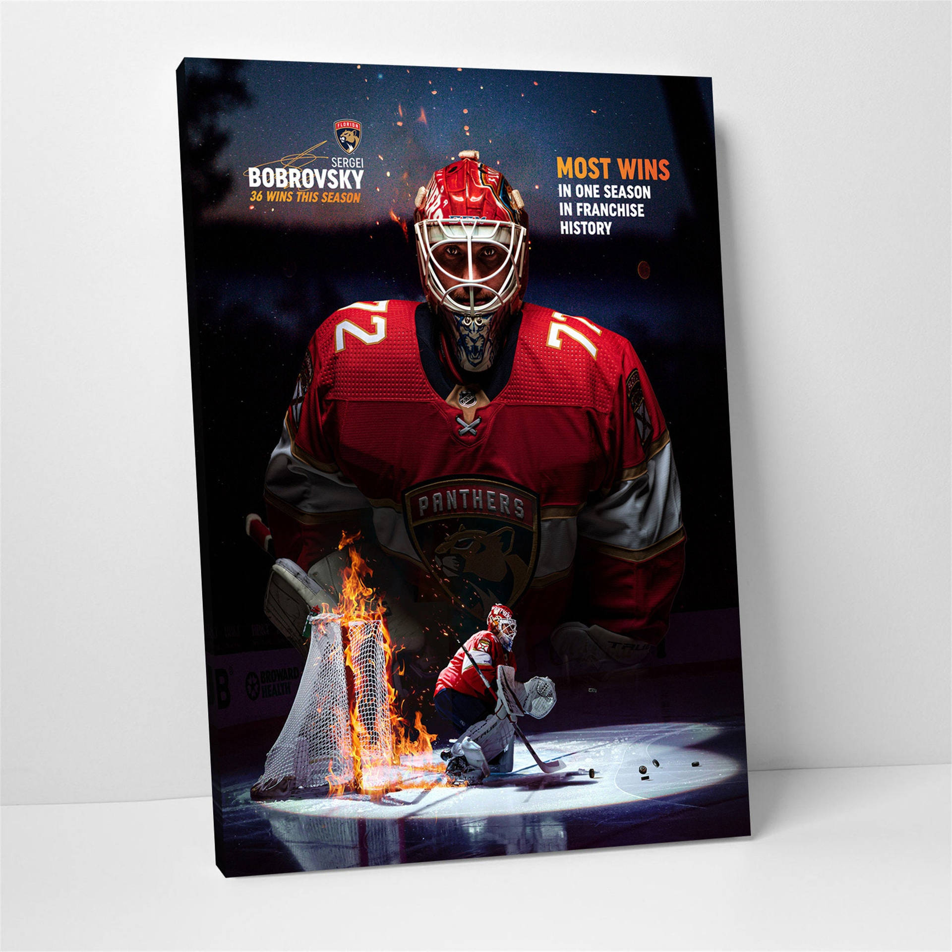 Sergei Bobrovsky in Action - NHL Goalkeeper Poster Design Wallpaper
