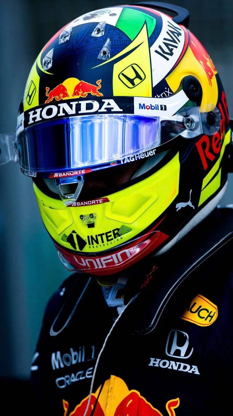 Sergio Perez Helmet Visor Down Wallpaper