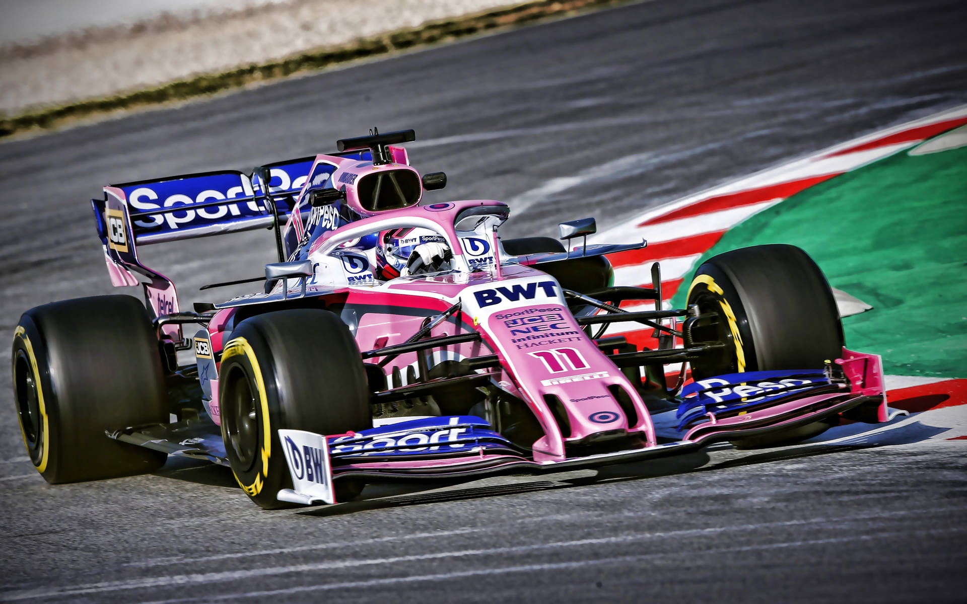 Sergio Perez Pink Car Wallpaper