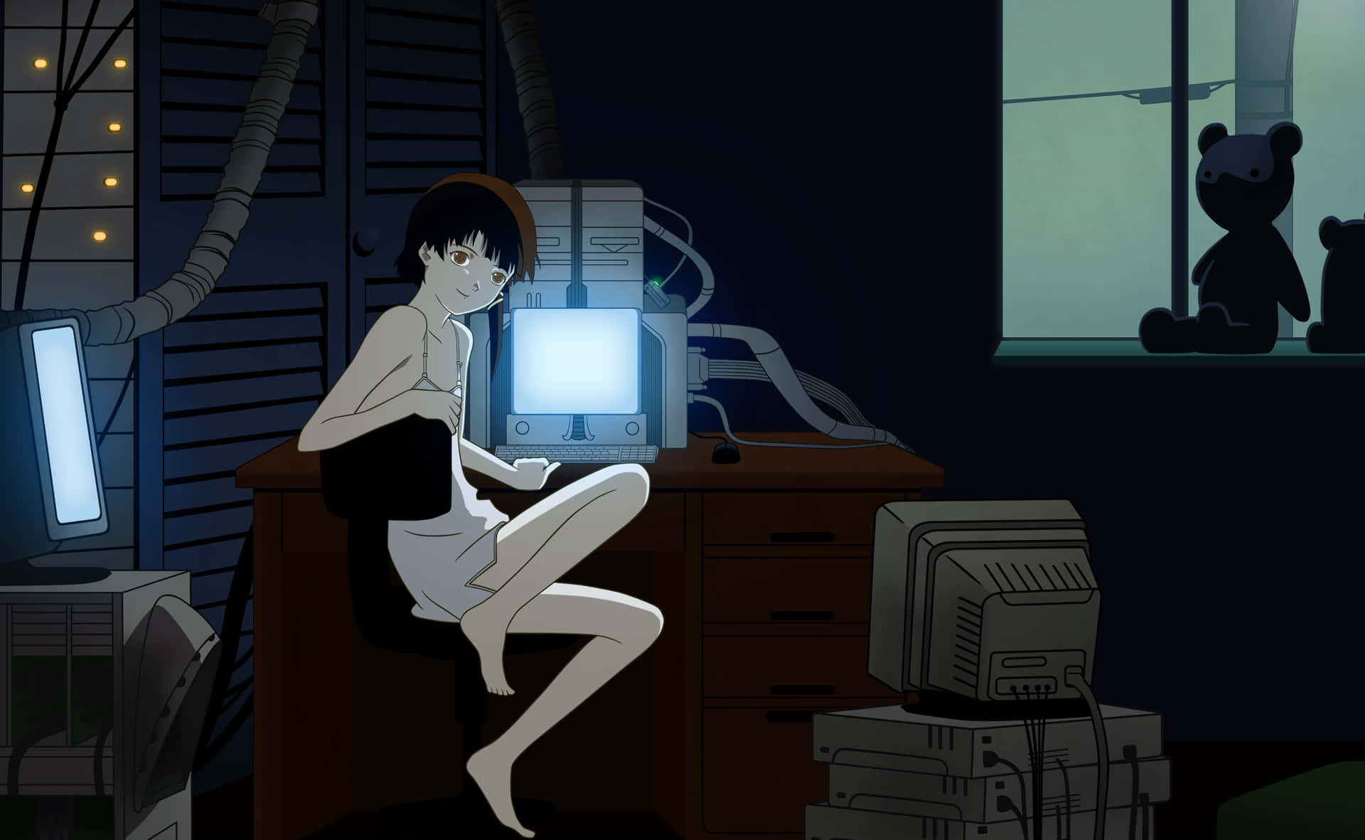 Get lost in the Wired in Serial Experiments Lain Wallpaper