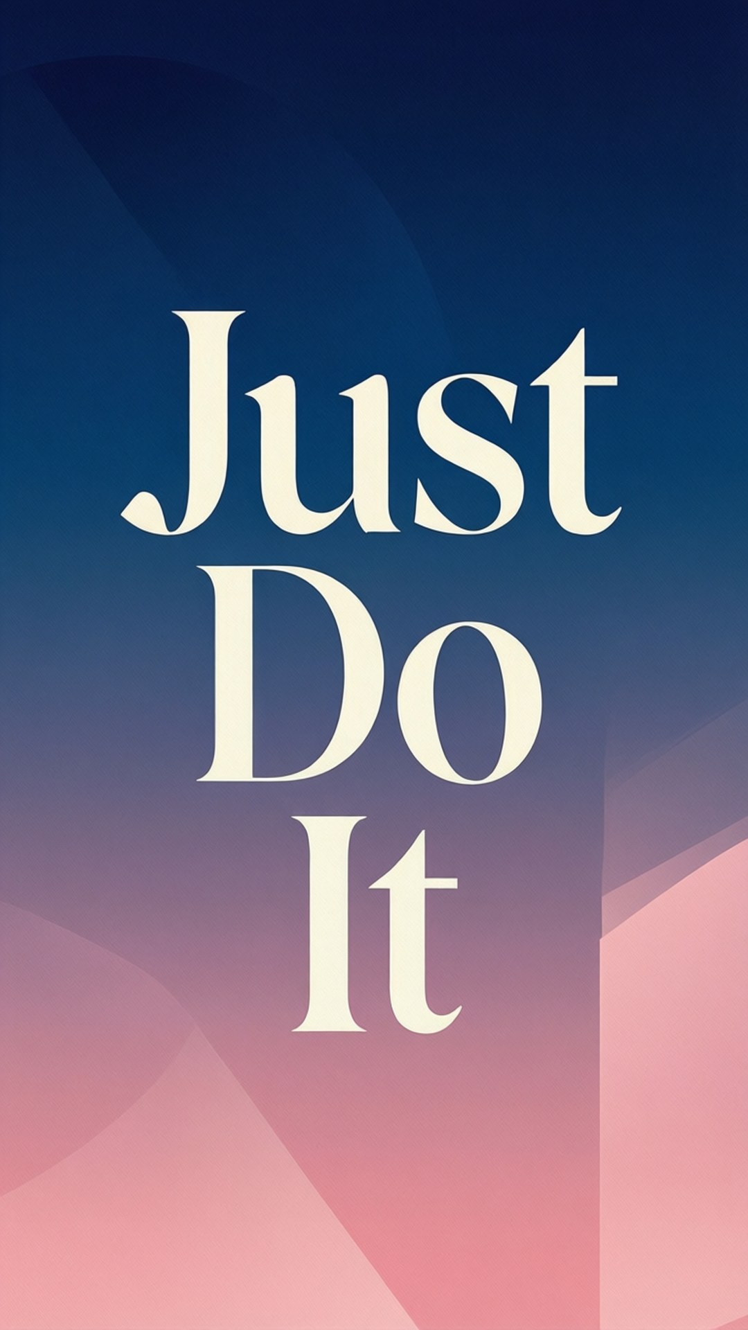Tyylikäs serif 'Just Do It' sinivioletilla liukuvärillä.