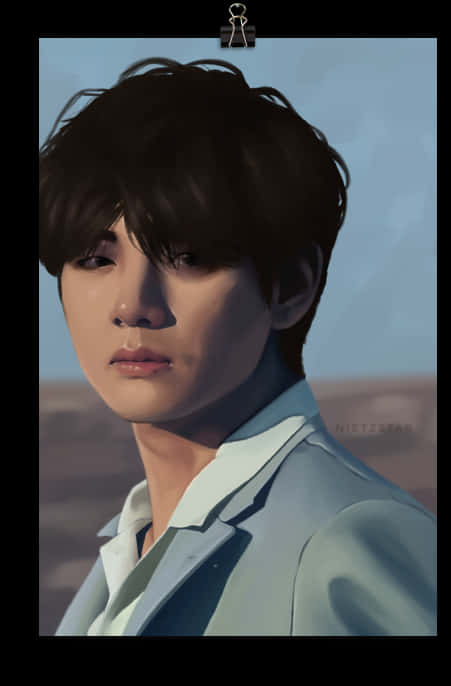 Serious Expression Portrait Taehyung PNG