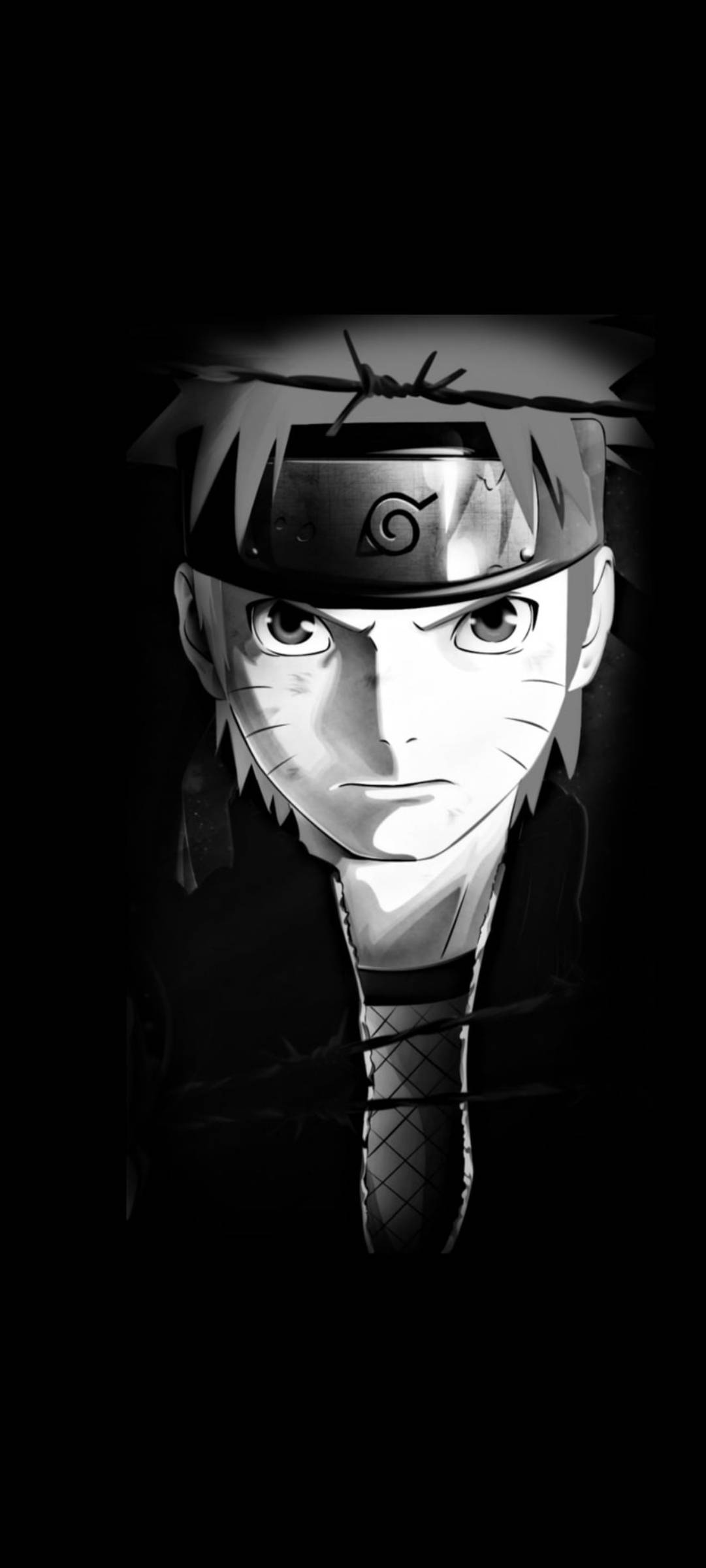 Alvorlig Uzumaki Naruto Sort og Hvid Tapet Wallpaper