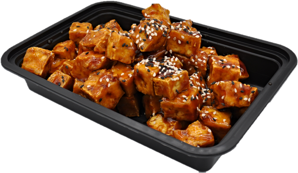Sesame Glazed Tofuin Container PNG