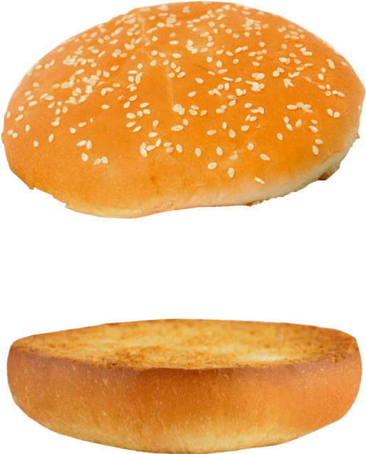 Sesame Seed Burger Bun Split PNG