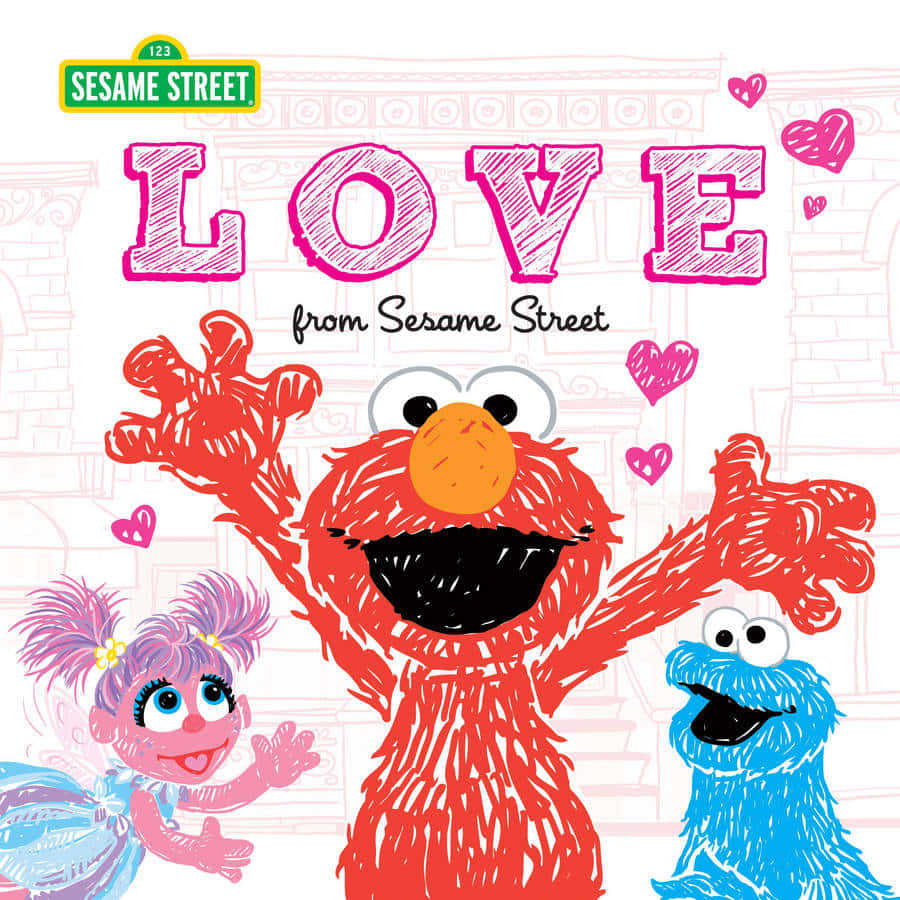 Elmo,ernie, Big Bird, Cookie Monster Og Resten Af Sesame Street-bandet Samledes Til En Fotosession.