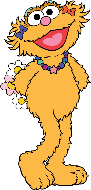 Sesame Street Character With Flowers PNG
