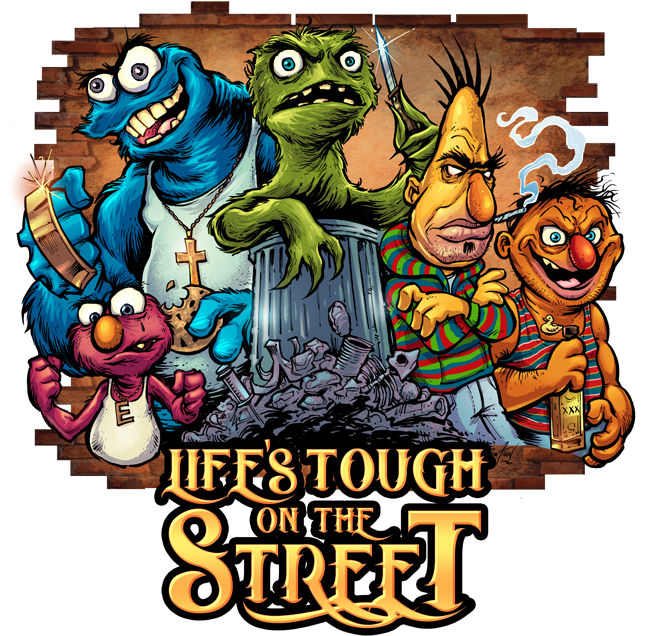 Sesame Street Characters Gritty Parody PNG