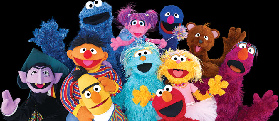 Sesame Street Characters Group Photo PNG