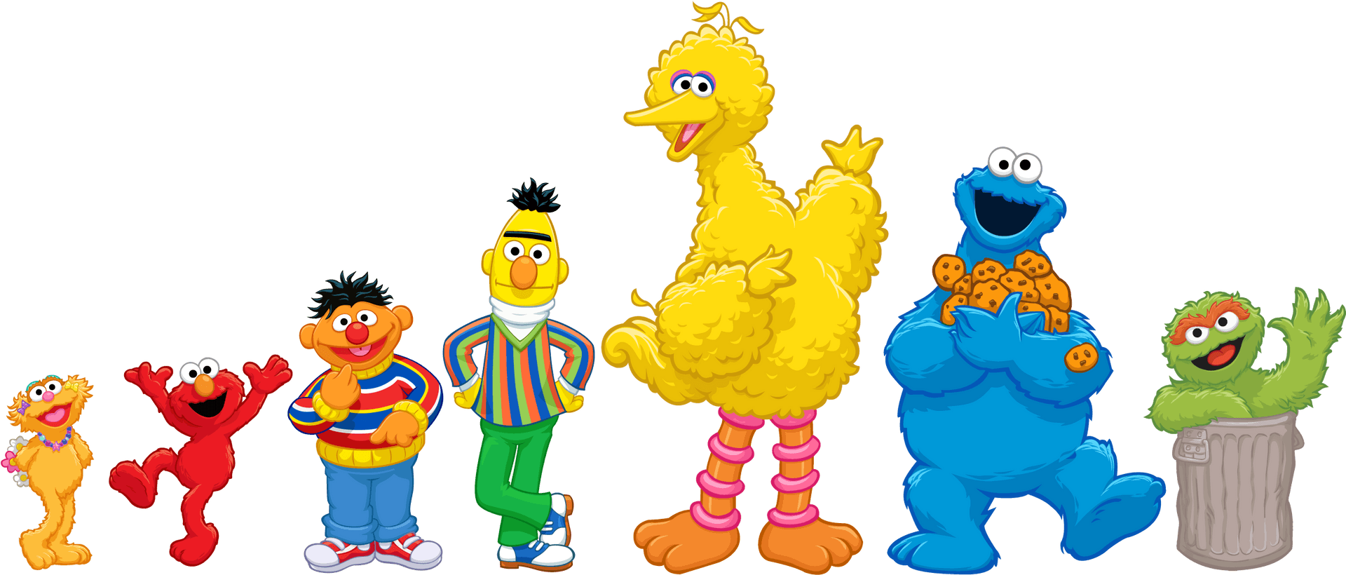 Sesame Street Characters Lineup PNG