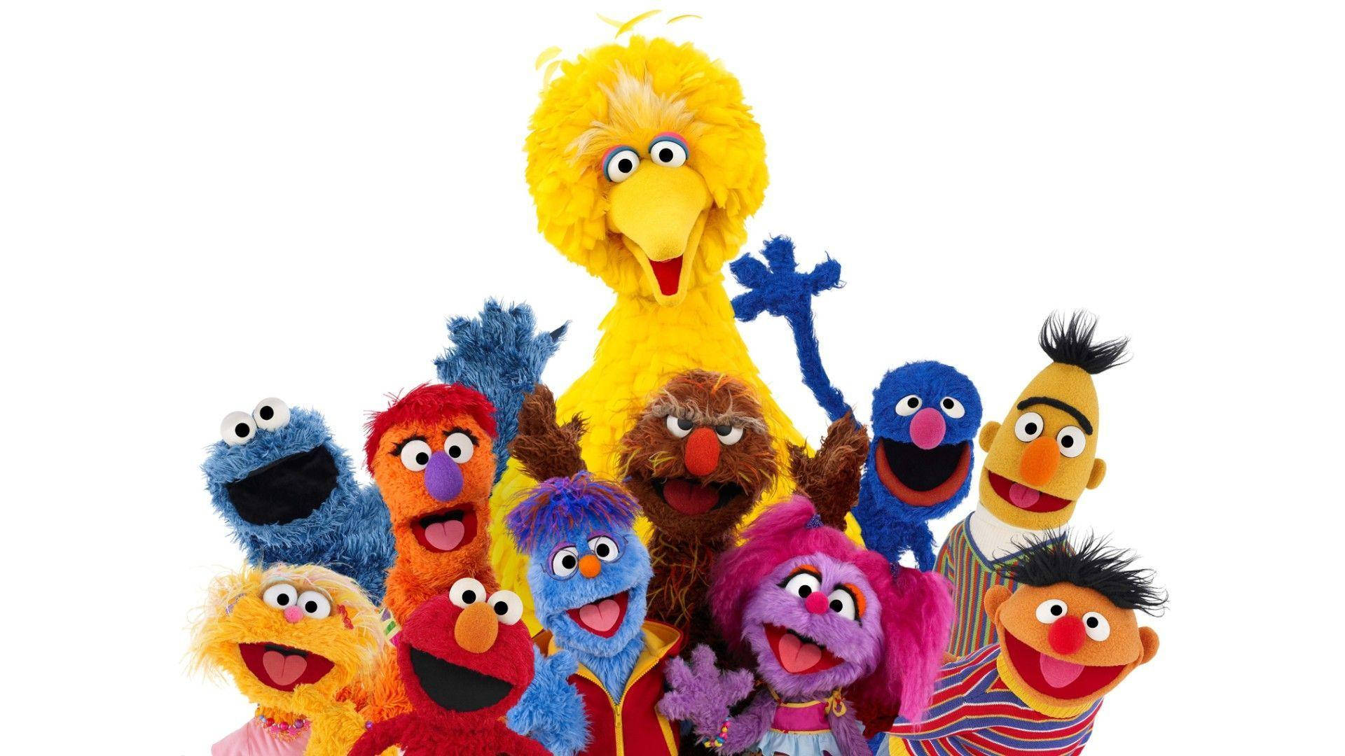 Sesame Street Happy Big Bird And Friends Background