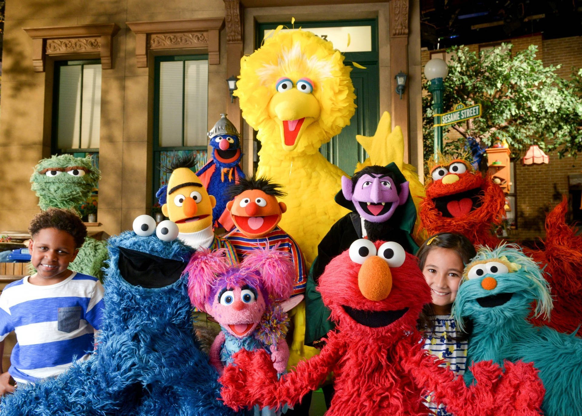 Sesame Street With Kids Background