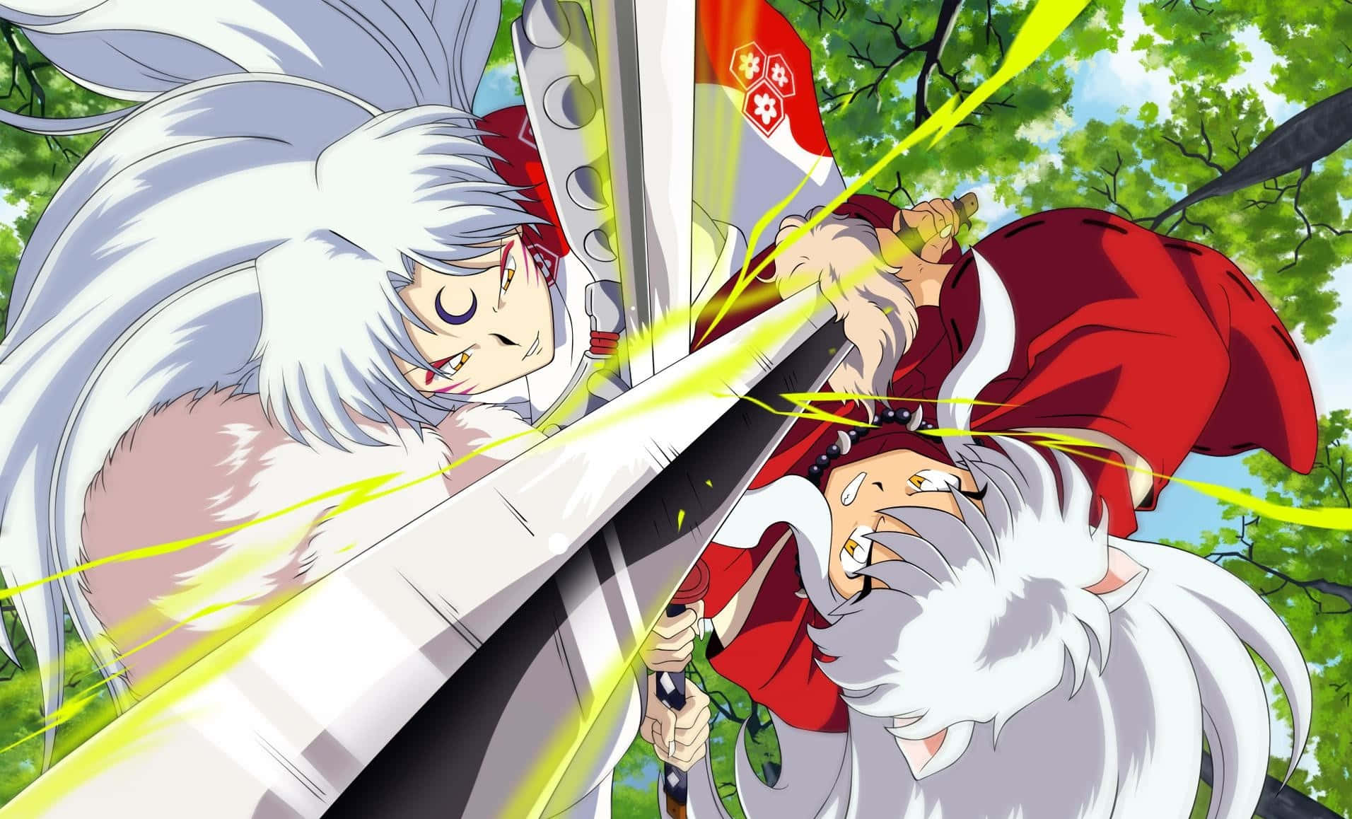 The Powerful Sesshomaru in Action Wallpaper