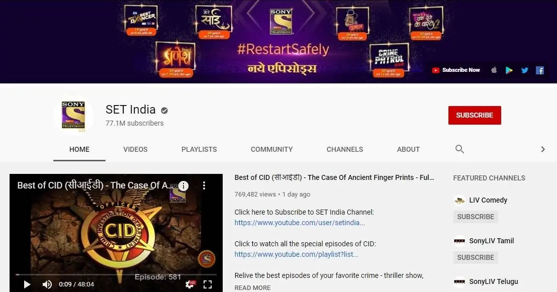 SET India YouTube kanal Wallpaper