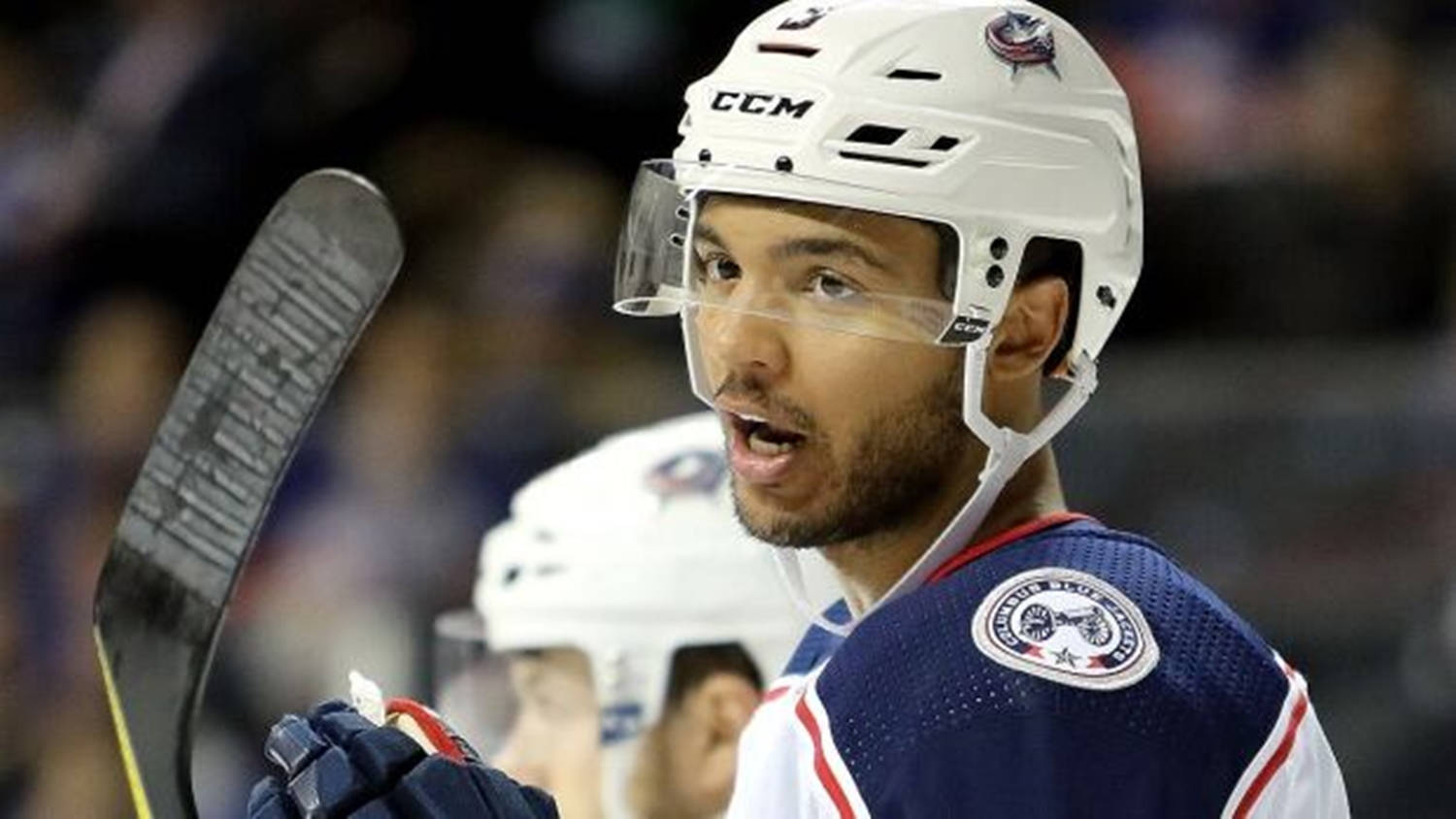 Seth Jones From Columbus Blue Jackets With Mouth Open Wallpaper