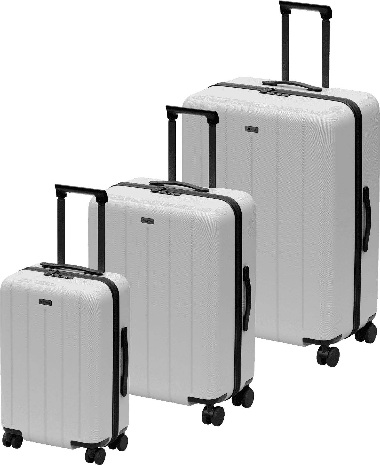 Setof Three White Hardshell Luggage PNG