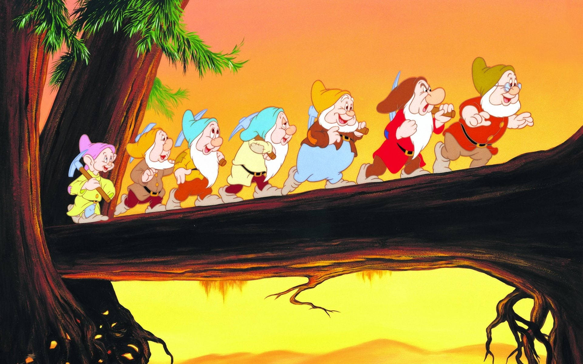 Seven Dwarfs With Pickaxes Background