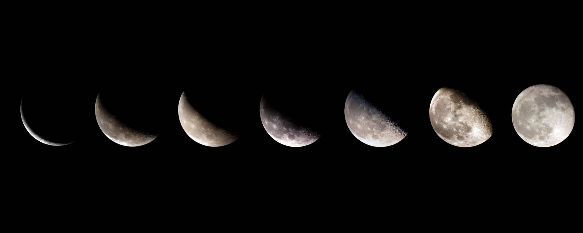 Seven Moon Phases To Full Moon Wallpaper