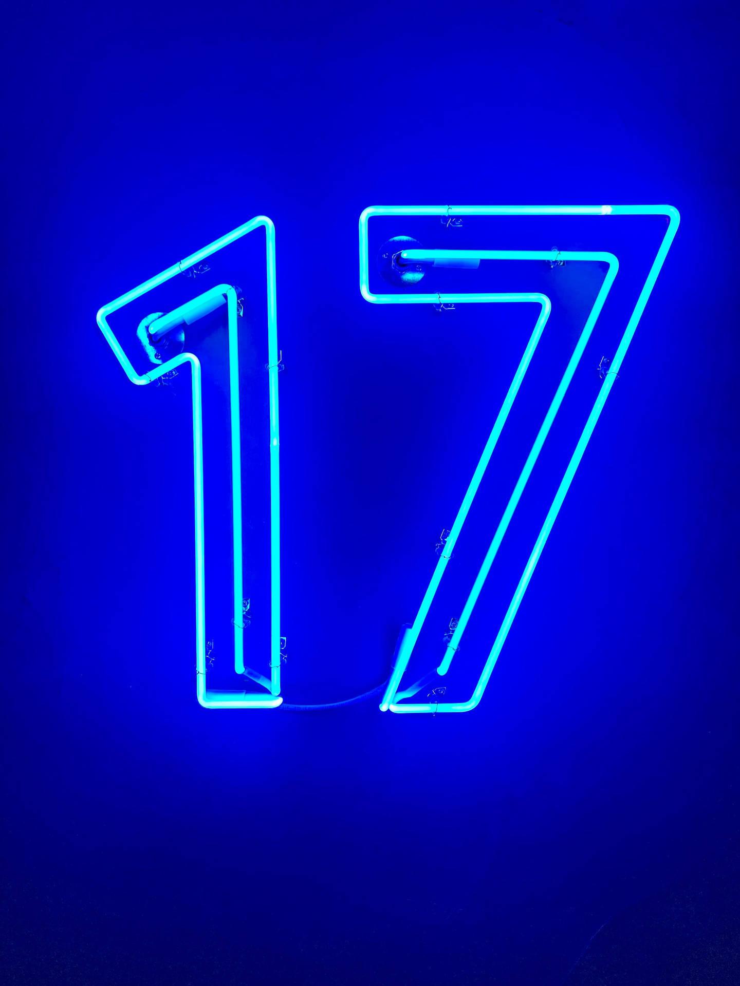 Seventeen In Neon Blue iPhone Wallpaper