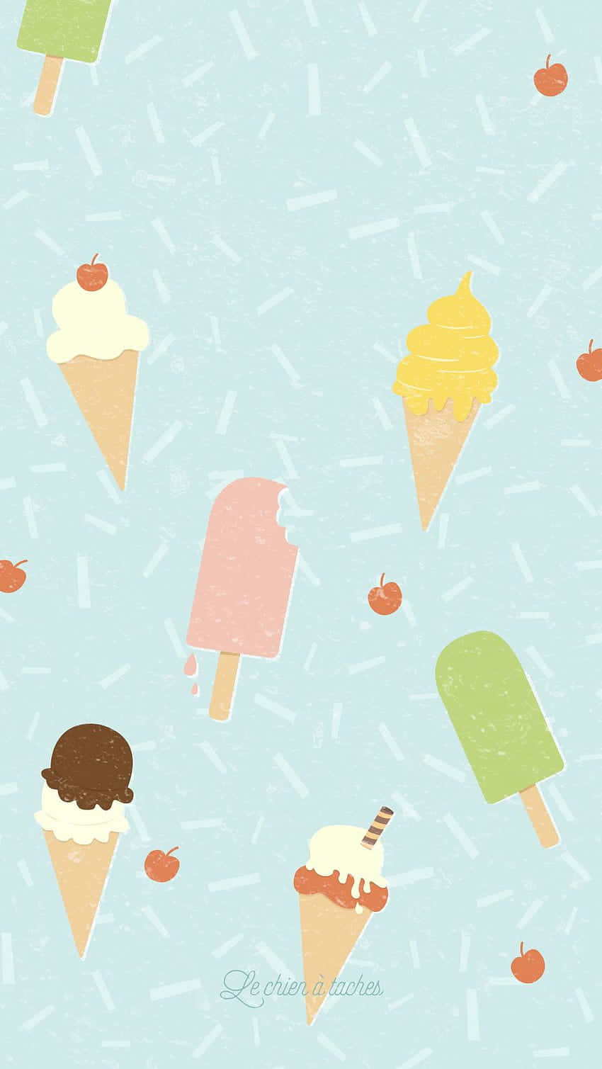 Several Flavors Cute Ice Cream Wallpaper