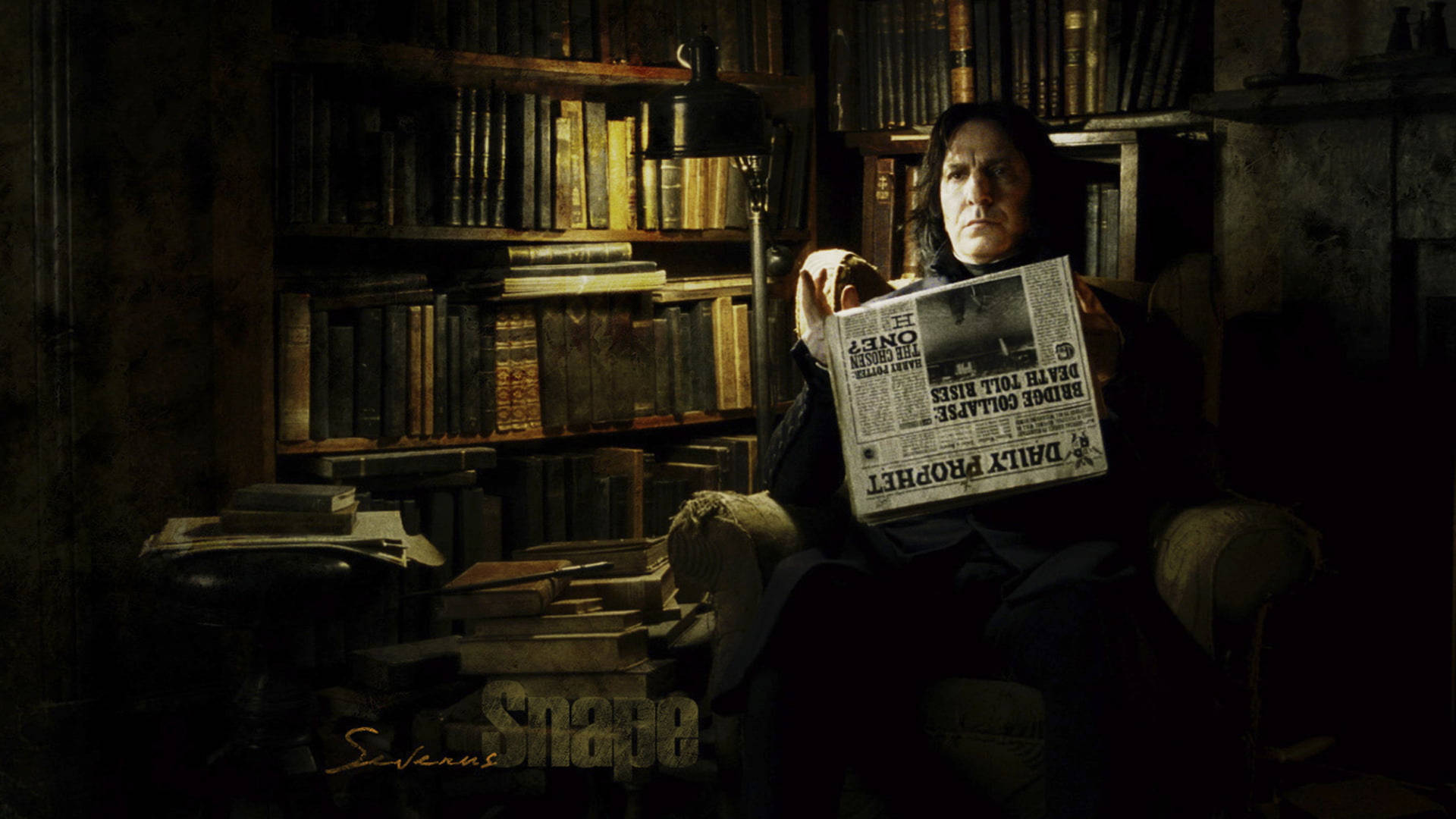 Severus Snape Reading Newspaper Wallpaper