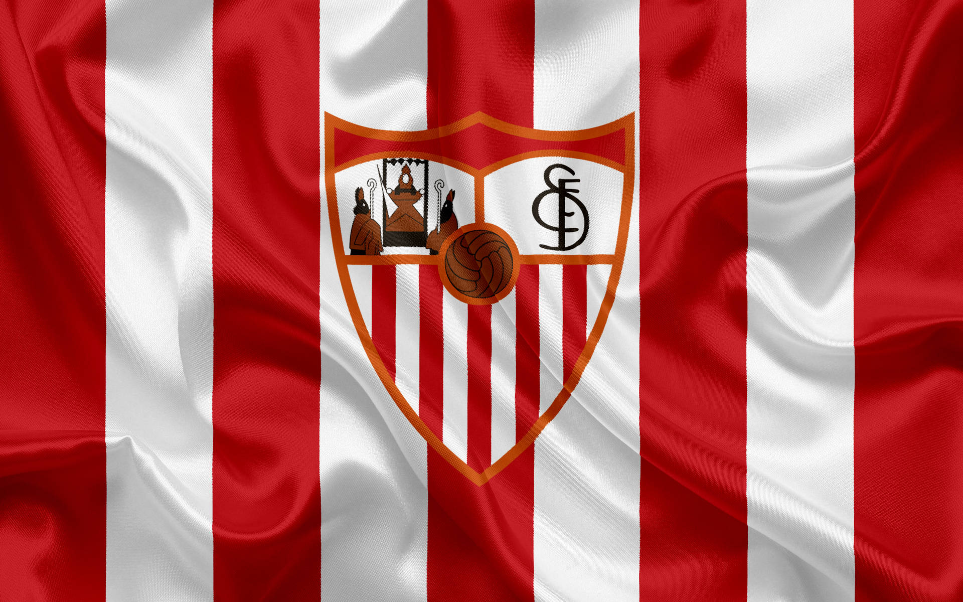 Banderadel Sevilla Fc En Rojo Y Blanco. Fondo de pantalla