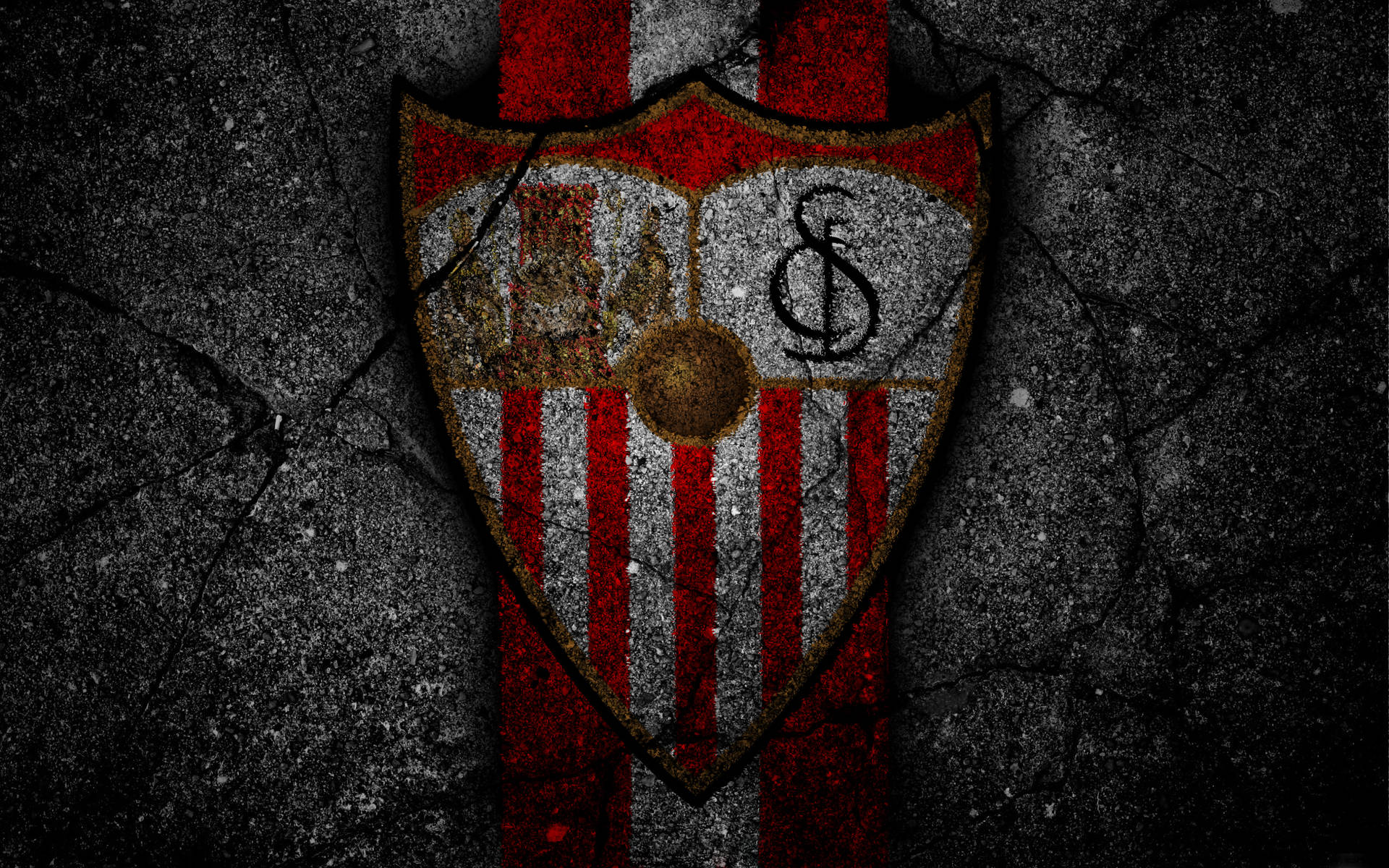 Sevilla FC With Vertical Stripes Logo Wallpaper