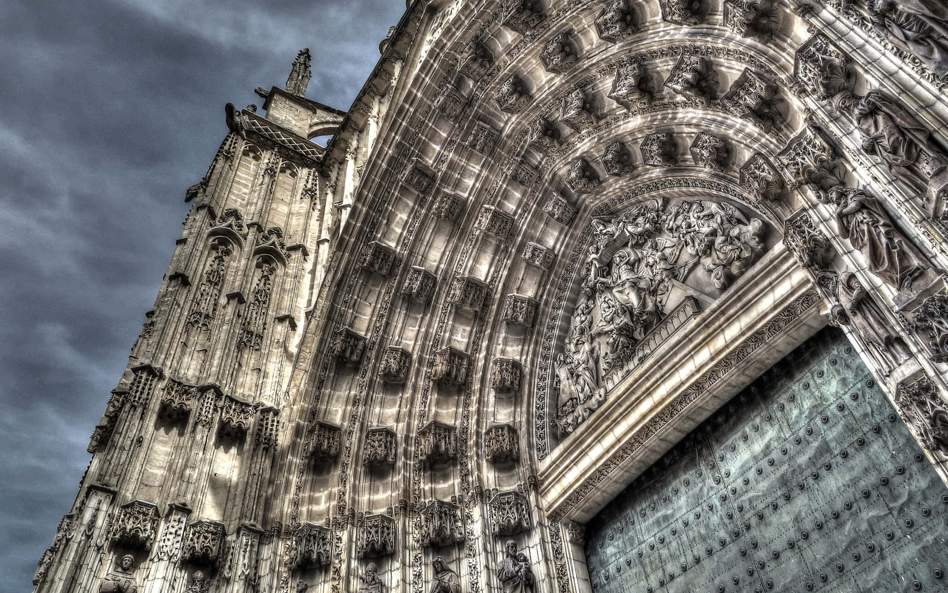 Seville Cathedral Close-Up HDR Photo Wallpaper
