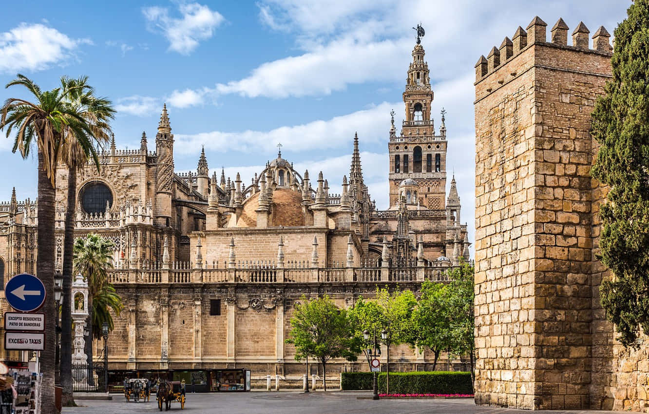 Seville Cathedral From The Street Wallpaper