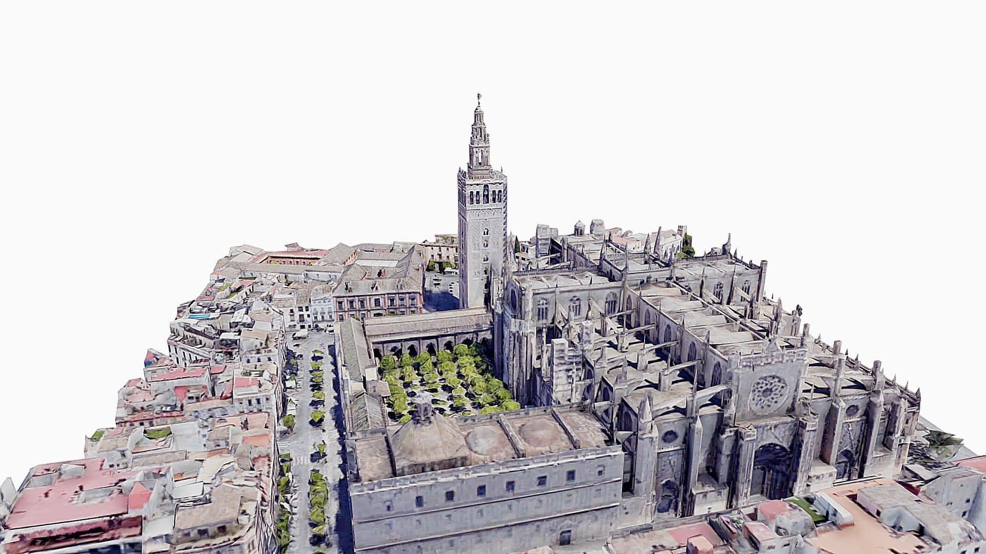 Catedralde Sevilla Sobre Fondo Blanco Fondo de pantalla