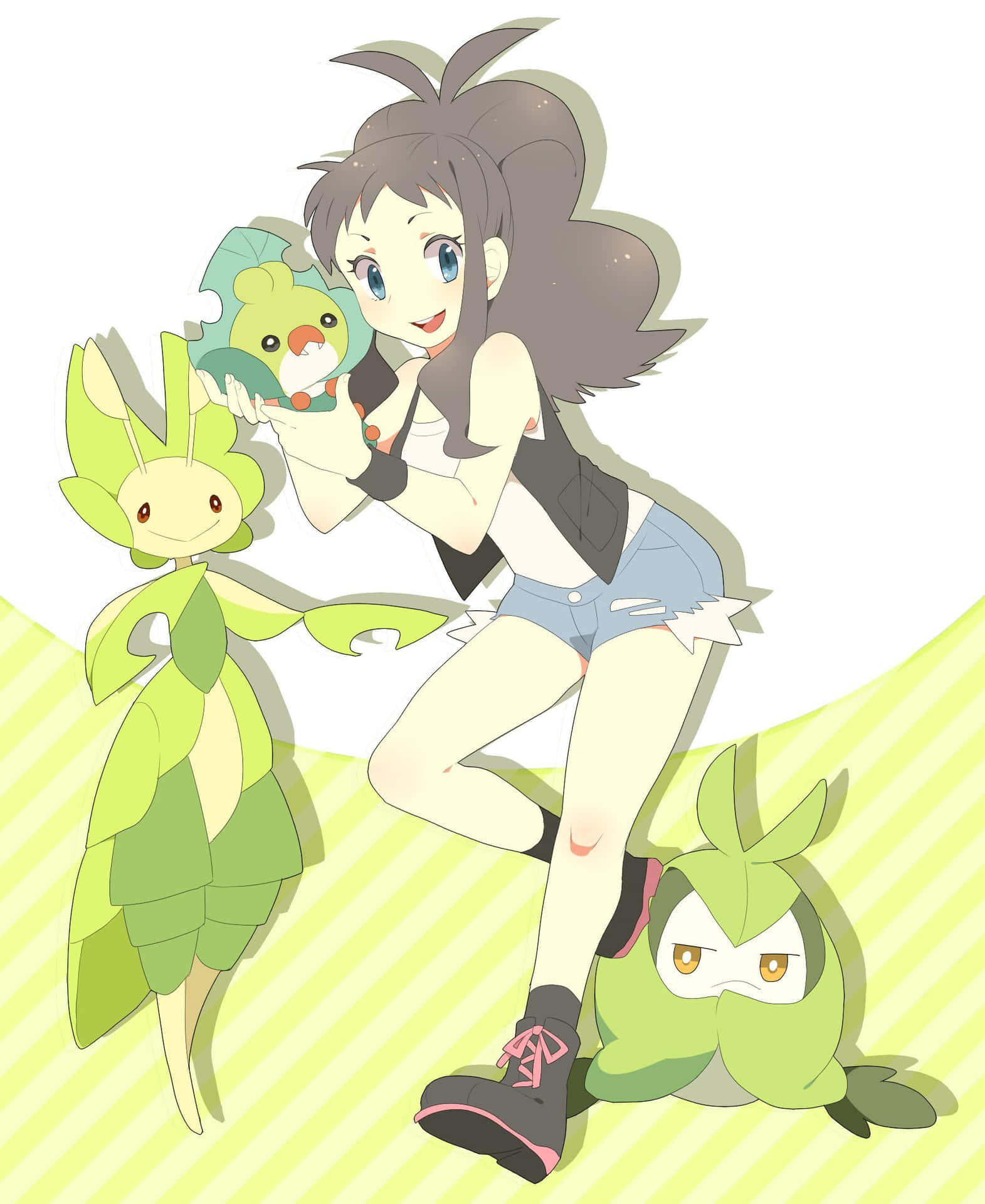 Sewaddle, Swadloon, And Leavanny With Hilda Wallpaper