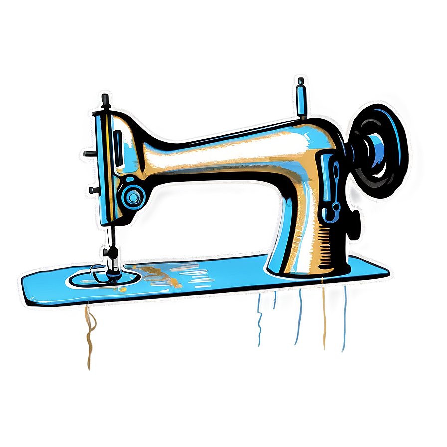 Sewing Machine With Fabric Png 05252024 PNG